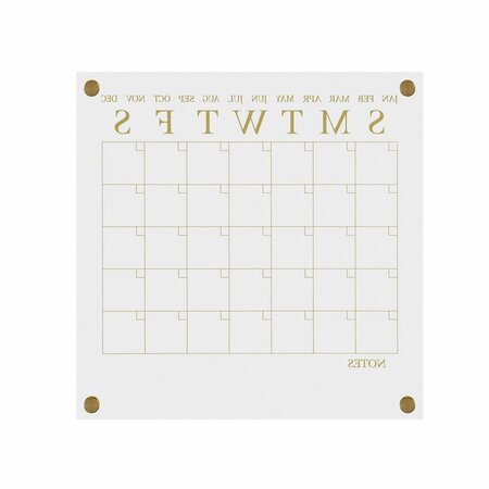 Martha Stewart Grayson Acrylic Dry Erase Wall Calendar w/Dry Erase Mrkr and Mntng Hrdwr, 14in. Sq, Clr w/Gld Prnt BR-AC-3636-GD-CLRGLD-MS